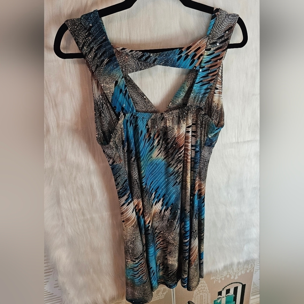Touch Express Aqua Sparkle Twist-Back Mini Party Dress - Picture 4 of 7